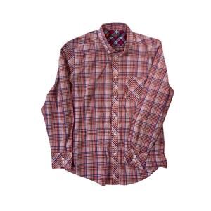 Ben Sherman Plaid Button Down Shirt Men’s Large Brown Pink Purple Long Sleeve
